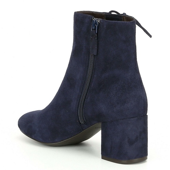 Cole Haan Leah Blue Suede Side Lace Up Suede Bootie Block Heel Fashion Boots 7 - Picture 3 of 9